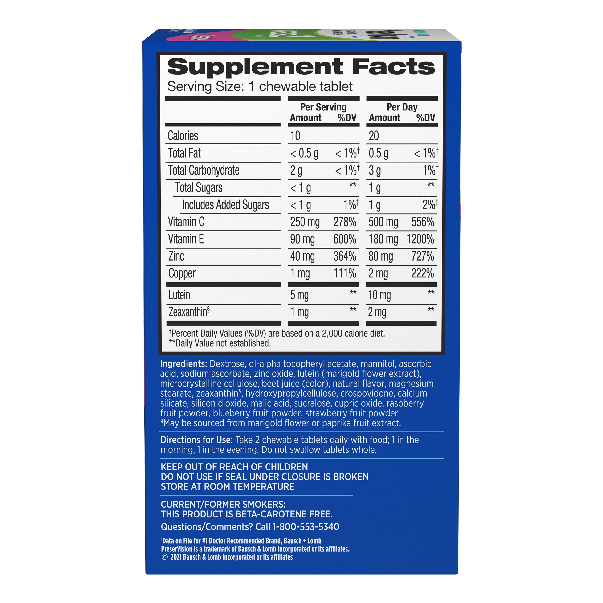 PreserVision AREDS 2 Eye Vitamin Chewables, Berry Flavor