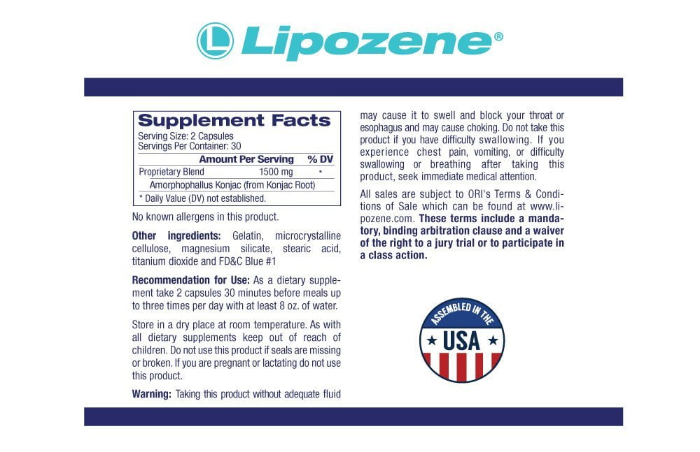 Lipozene Maximum Strength Weight Loss Capsules, 1500 mg