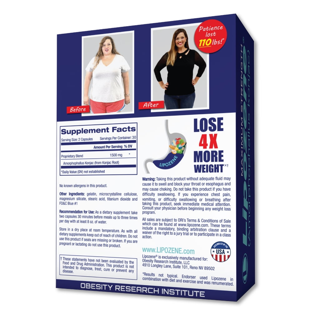 Lipozene Maximum Strength Weight Loss Capsules, 1500 mg