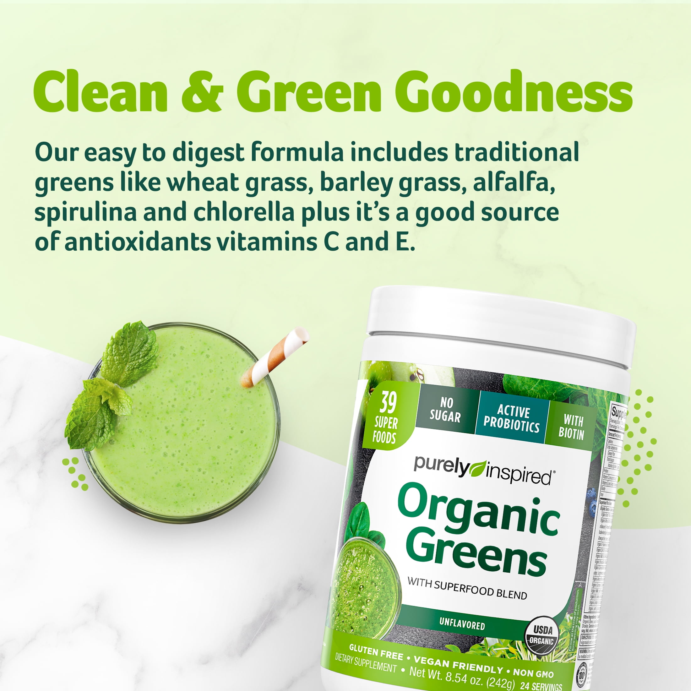 Organic Greens Powder Superfood Smoothie Mix