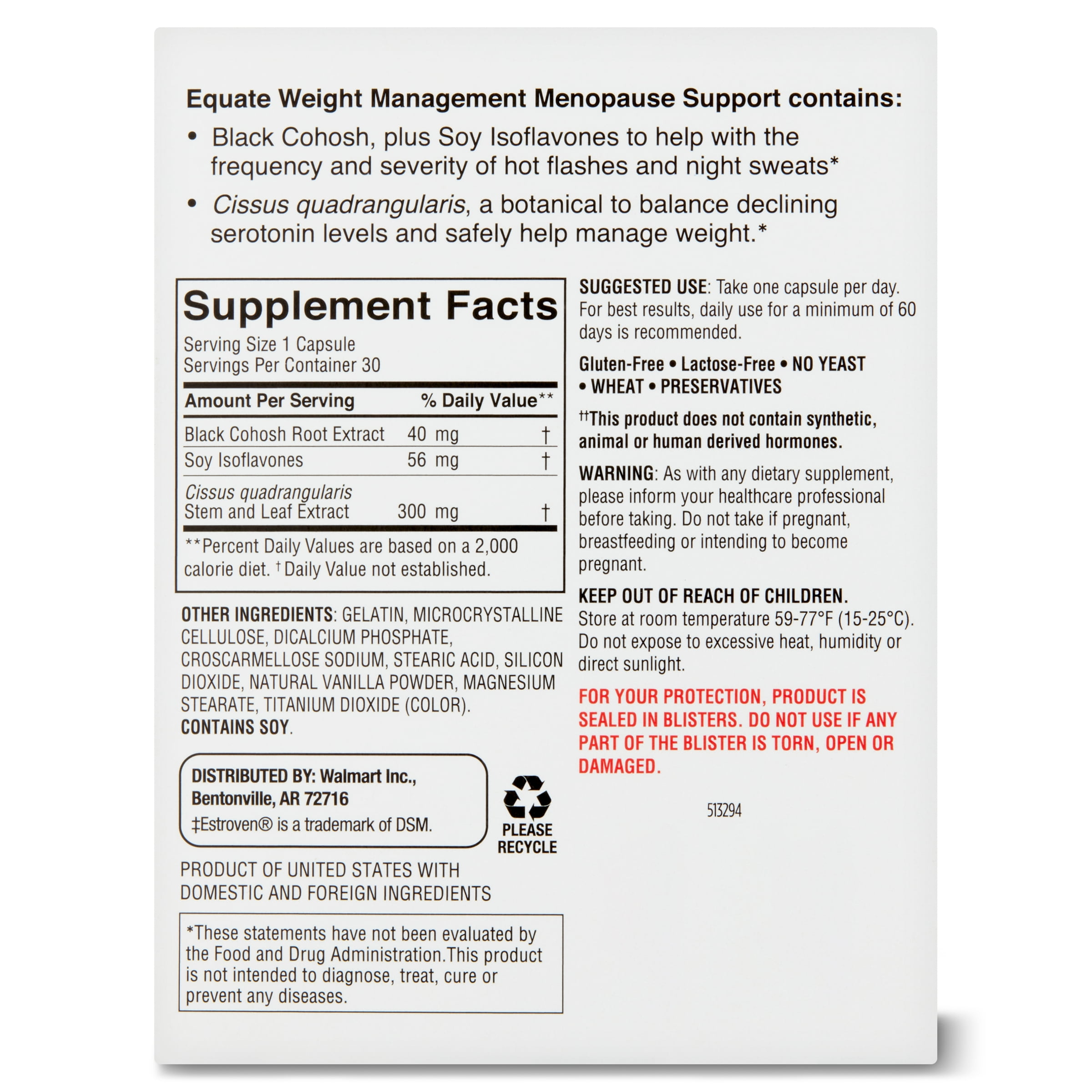 Equate Menopause Support for Weight Management, 30 Count