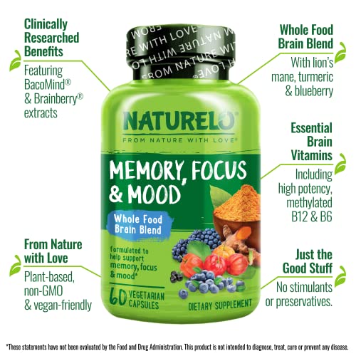 Naturelo Brain Blend Supplement for Memory and Focus