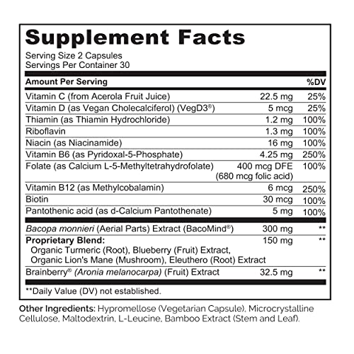 Naturelo Brain Blend Supplement for Memory and Focus