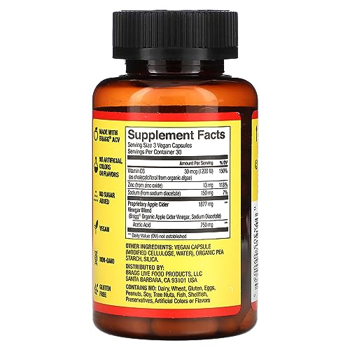 Bragg Apple Cider Vinegar Capsules with D3 & Zinc