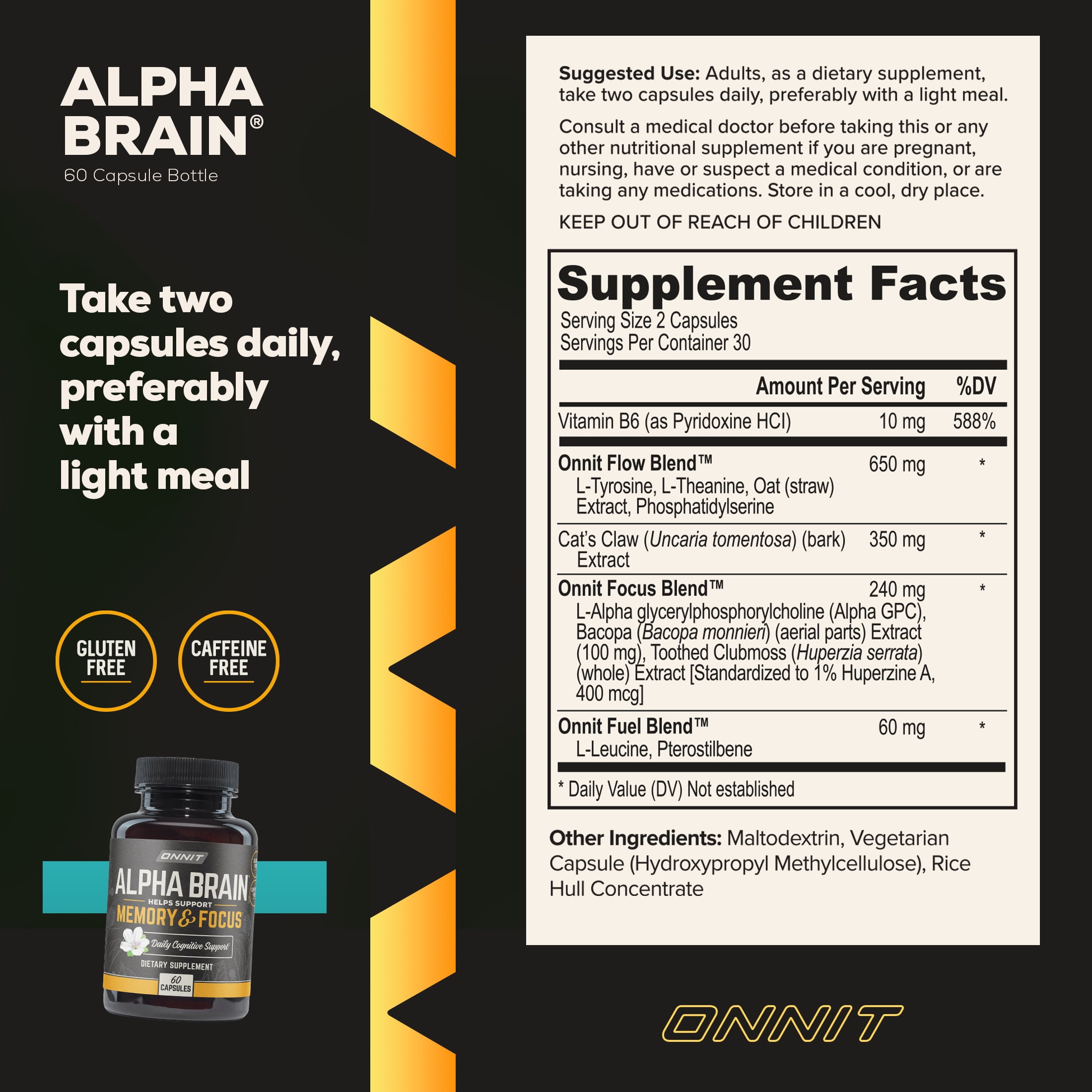 ONNIT Alpha BRAIN Nootropic for Memory & Focus