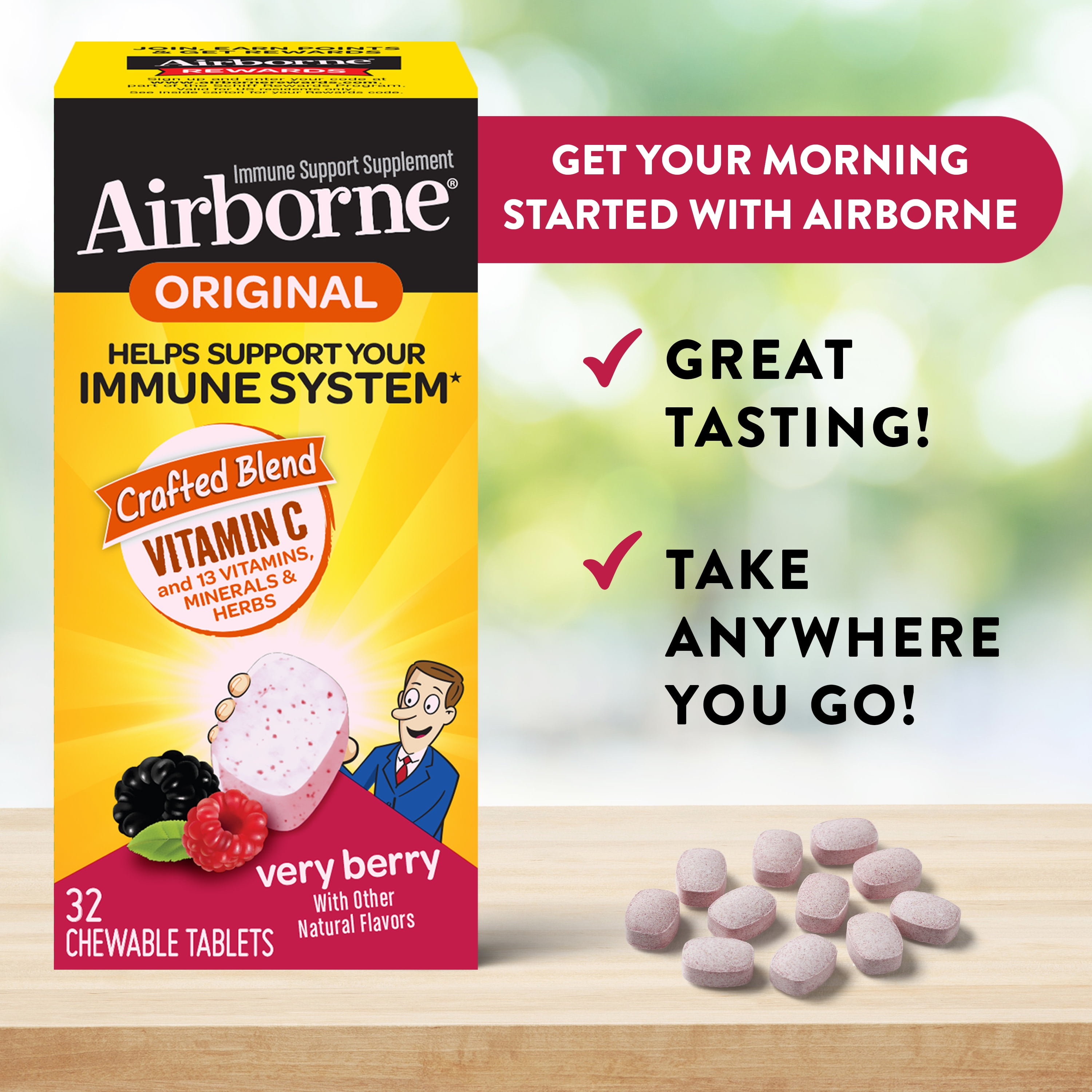 Airborne Very Berry Chewable Vitamin C Tablets