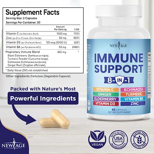 8-in-1 Immune Support Supplement with Elderberry & Zinc