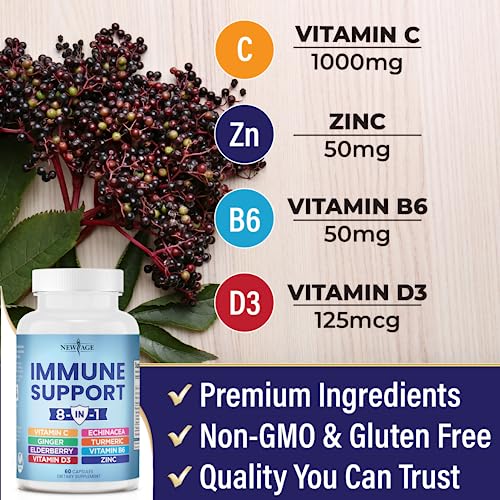 8-in-1 Immune Support Supplement with Elderberry & Zinc
