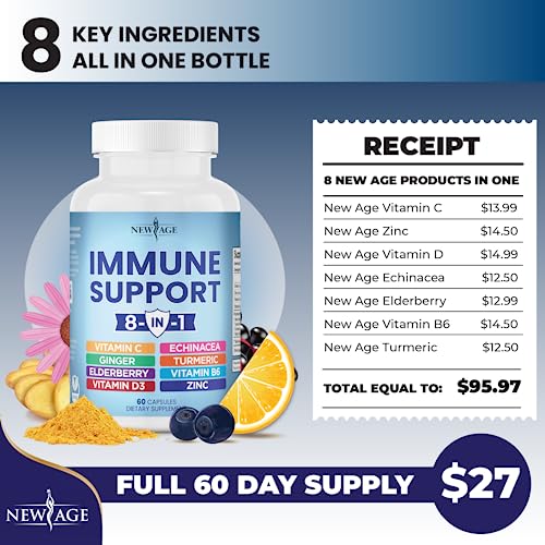 8-in-1 Immune Support Supplement with Elderberry & Zinc