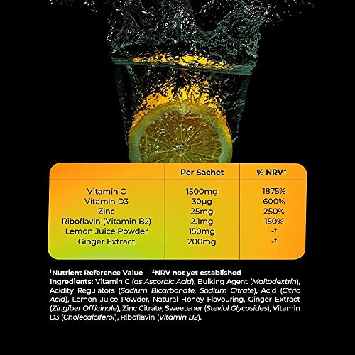 High Dose Immunity Drink Sachets with Vitamins C, D, Zinc