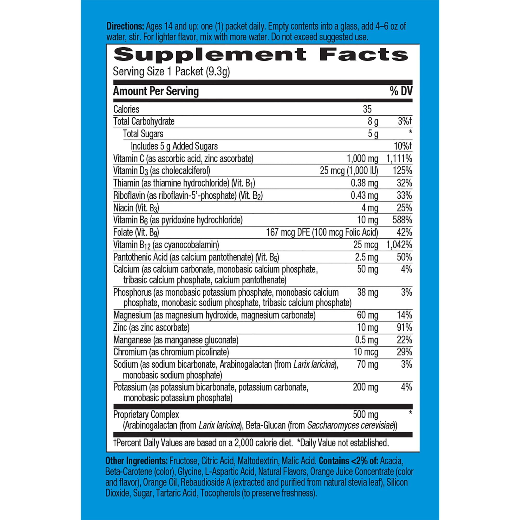 Emergen-C Super Orange Immune Support Supplement, 10 Ct