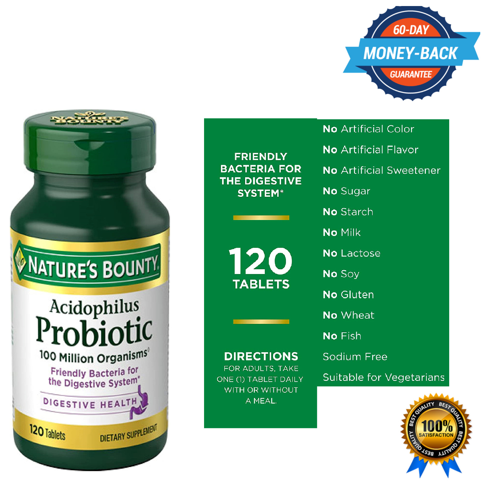 120 Tablets of Probiotics for Digestive and Immune Health