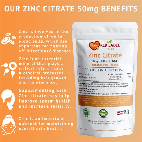 Zinc 50mg - 365 Tablets for Immune Support