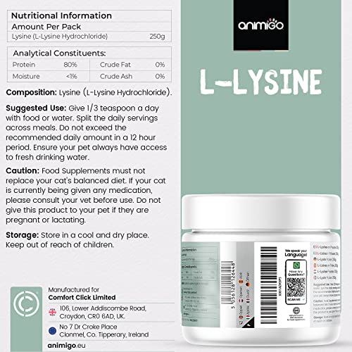Animigo L-Lysine Powder for Cats - 250g