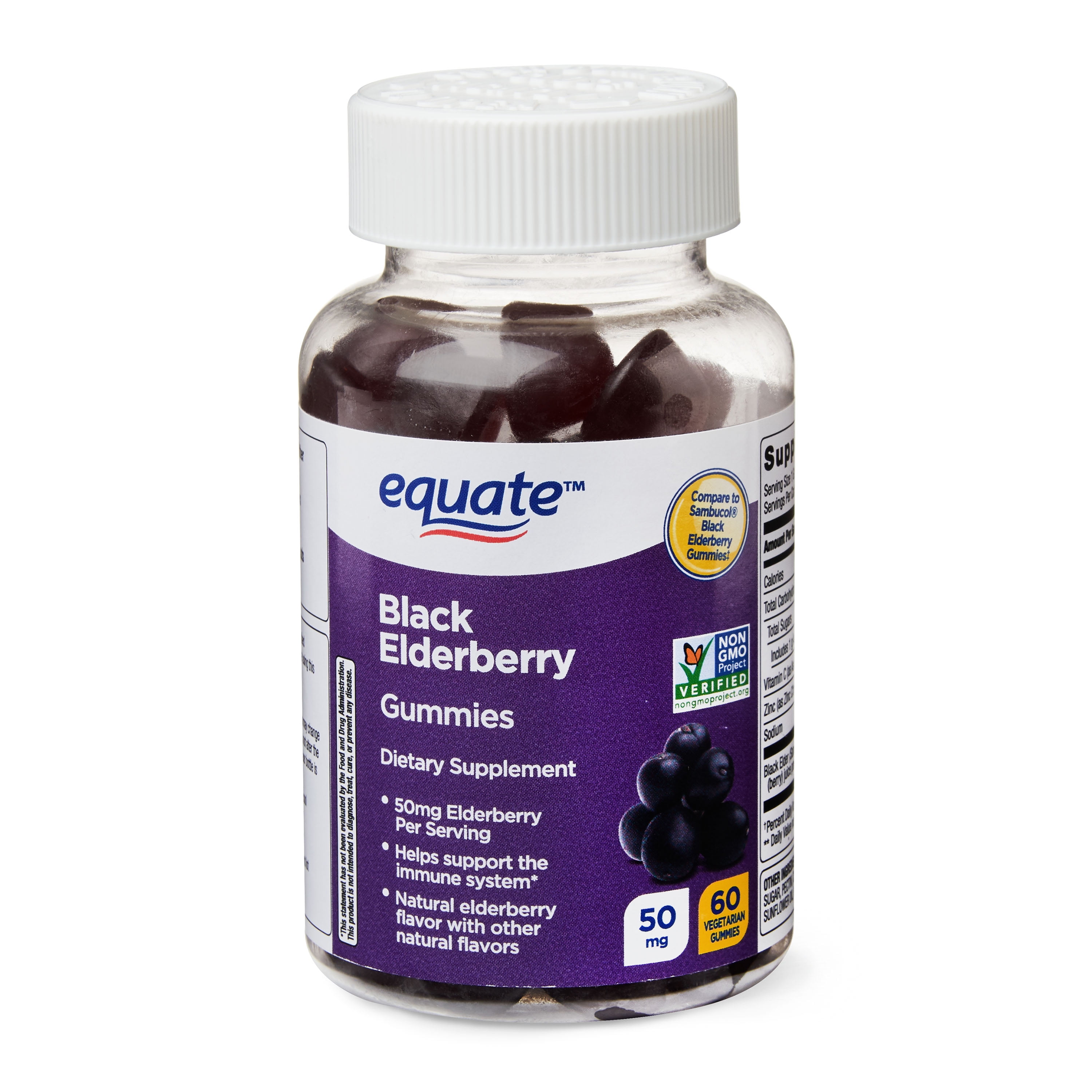 Equate Non-GMO Vegetarian Black Elderberry Gummies 60ct