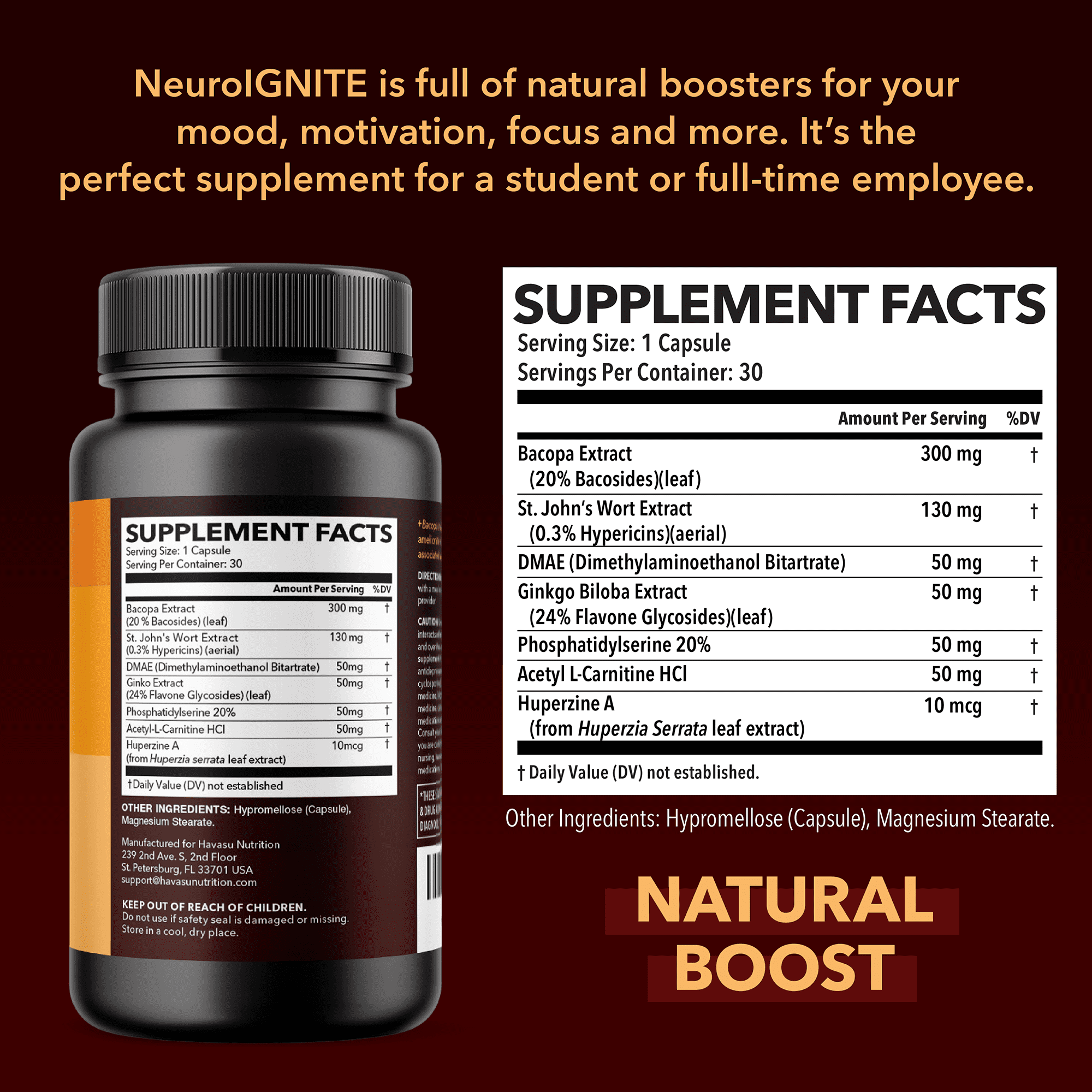 Havasu Memory and Focus Brain Supplement, 60ct