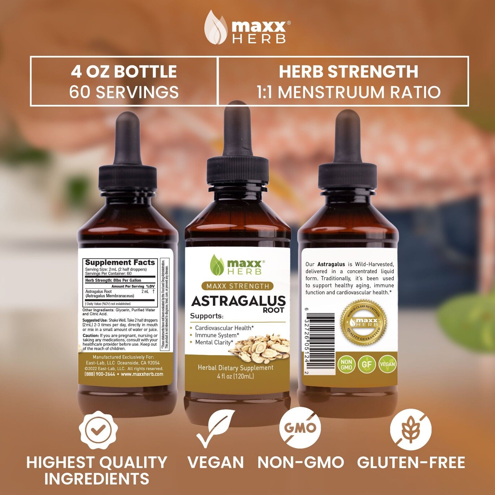 Astragalus Root Liquid Extract for Immunity & Heart Health