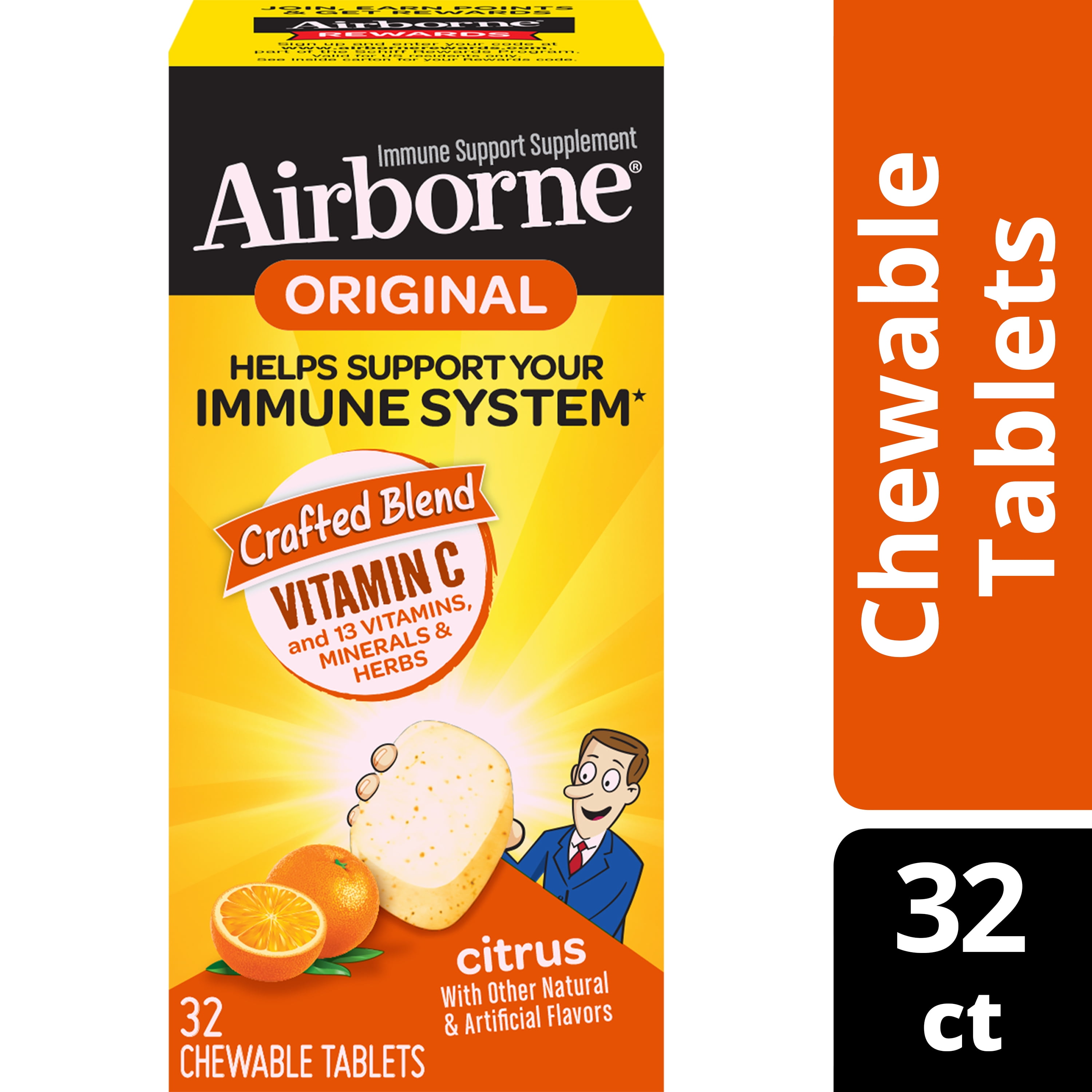 Airborne Citrus Chewables – 1000mg Vitamin C