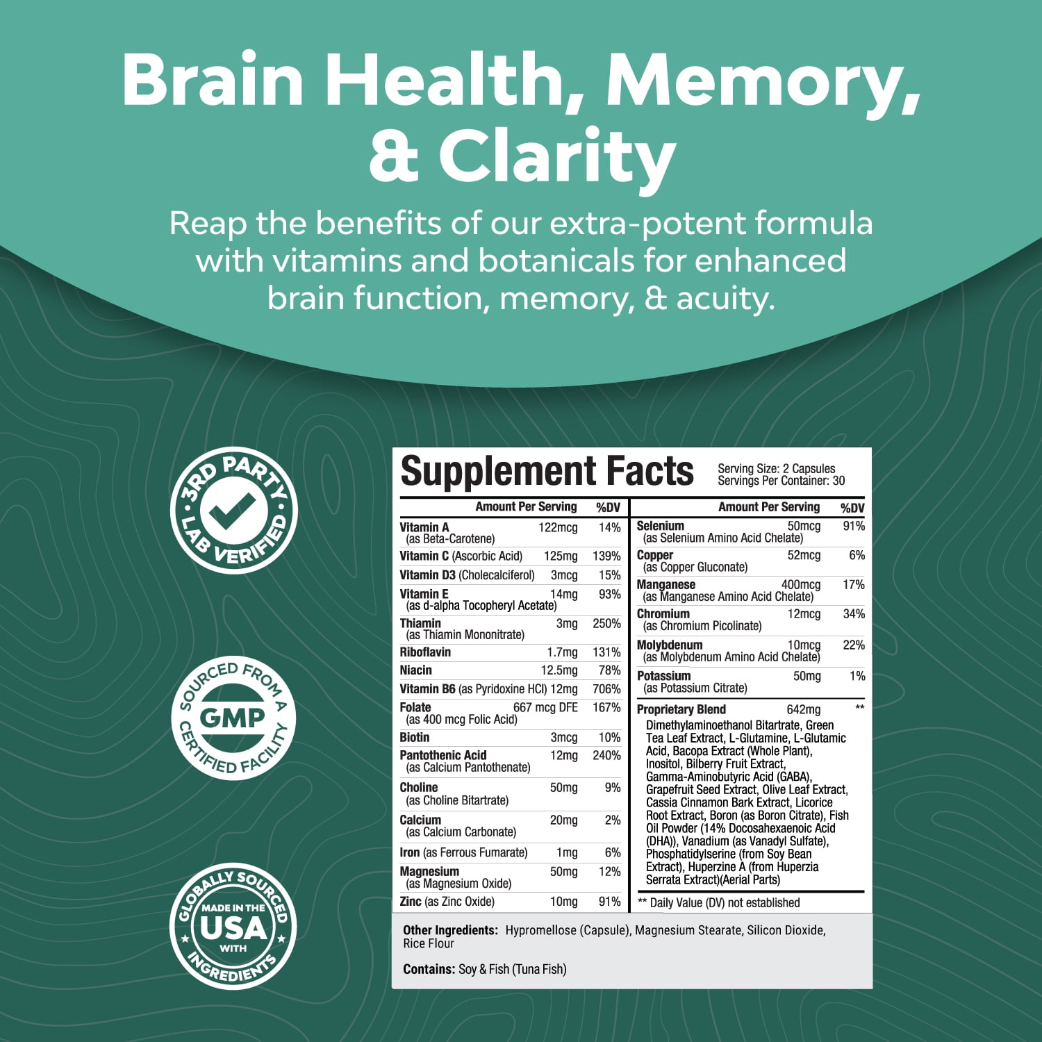 Brain Boosting Supplement for Memory and Focus