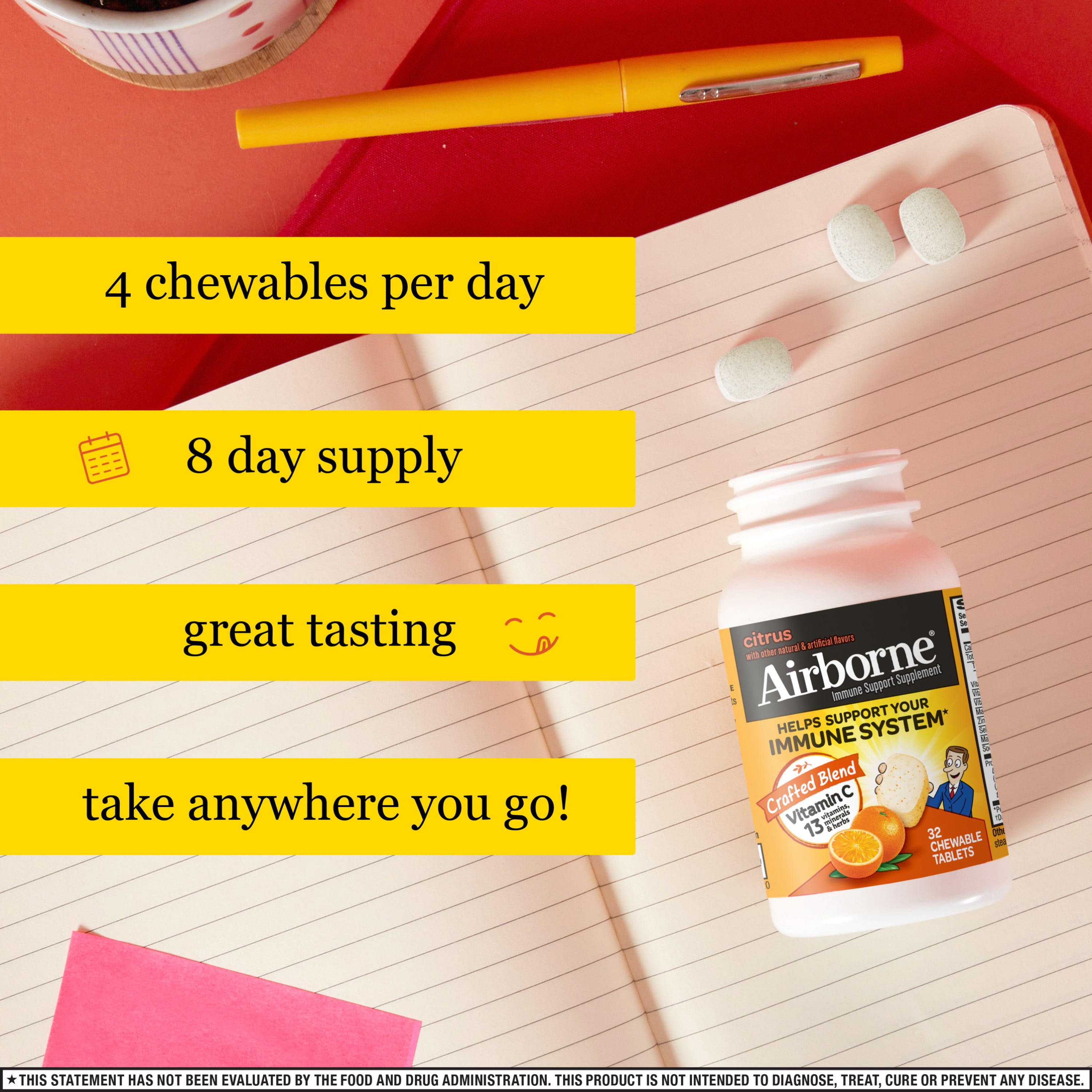 Airborne Citrus Chewables – 1000mg Vitamin C
