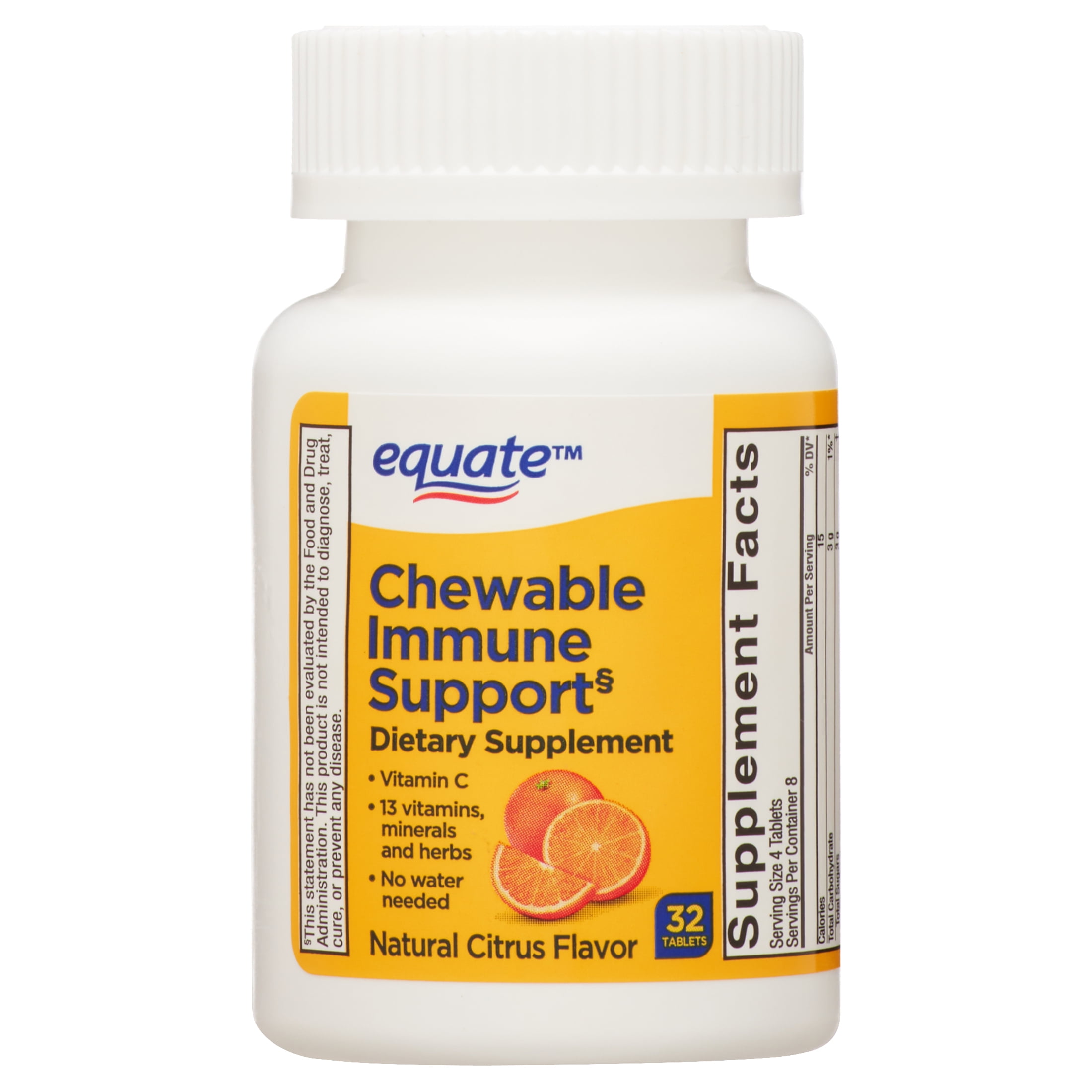 Equate Chewable Immune Support, Citrus Flavor, 32 Count