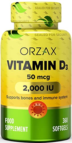 ORZAX Vitamin D3 2000 IU Softgels, Immune Support