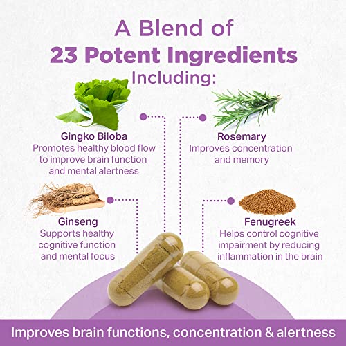 Memory Booster Supplement with Ginkgo Biloba, 60 Capsules