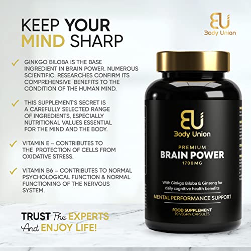 Brain Power Supplement: 90 Vegan Capsules for Focus