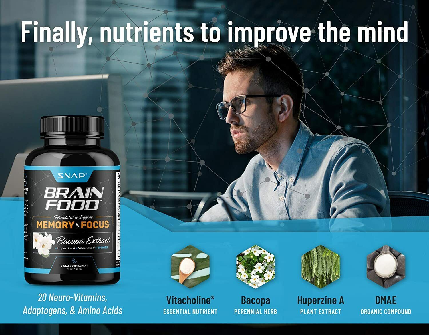 Alpha Brain Memory & Focus Supplement - 60 Capsules