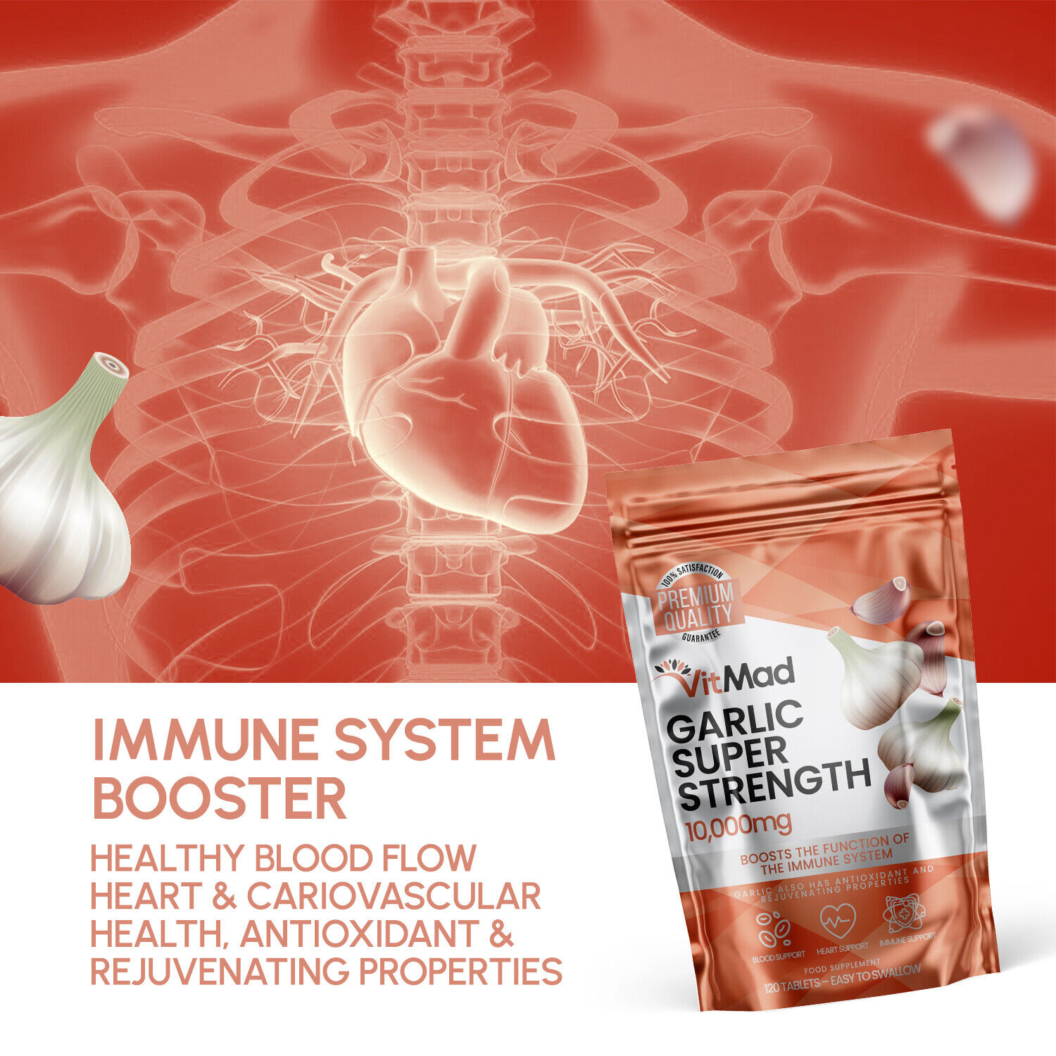 Super Strength Garlic Extract 10,000mg - 120 Tablets