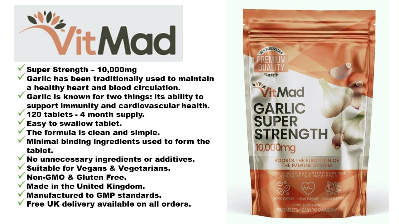 Super Strength Garlic Extract 10,000mg - 120 Tablets