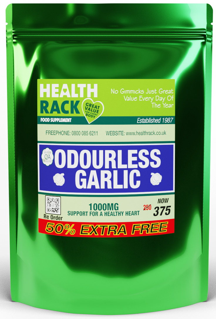 Odourless Garlic Capsules 1000mg for Immune & Heart Health