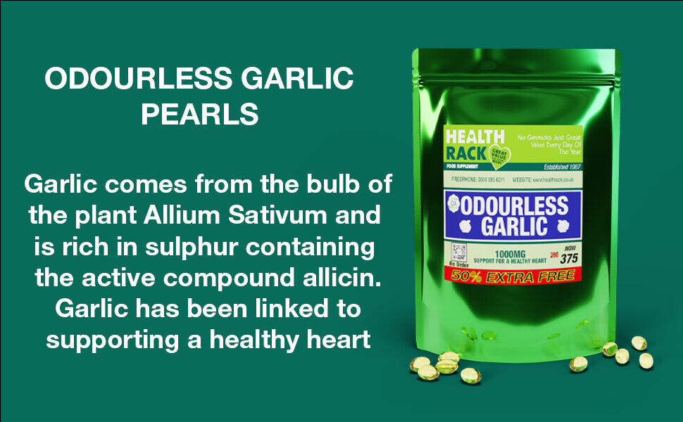 Odourless Garlic Capsules 1000mg for Immune & Heart Health