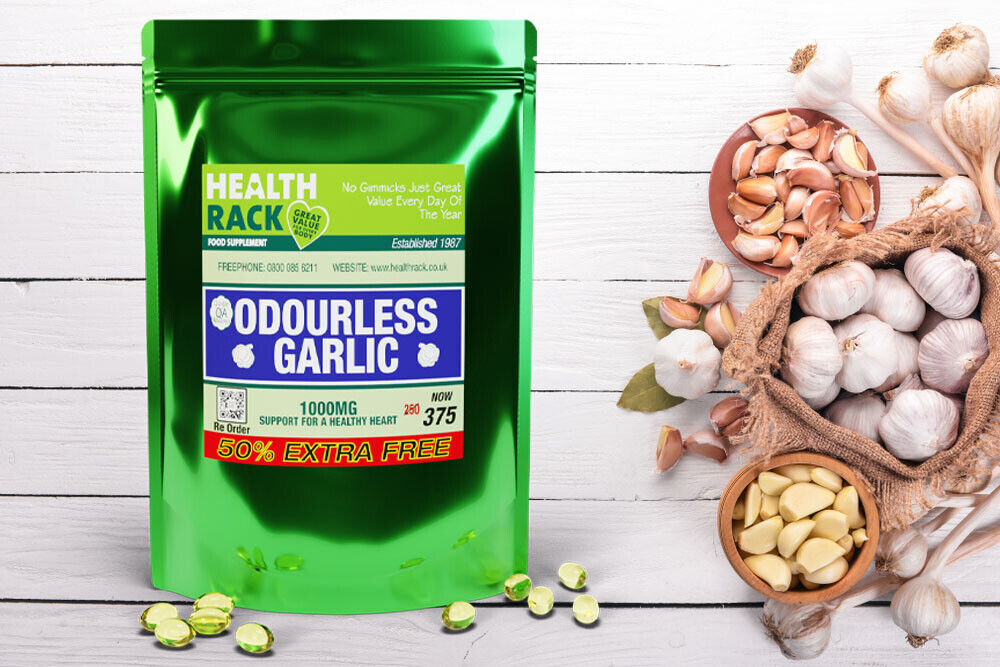 Odourless Garlic Capsules 1000mg for Immune & Heart Health