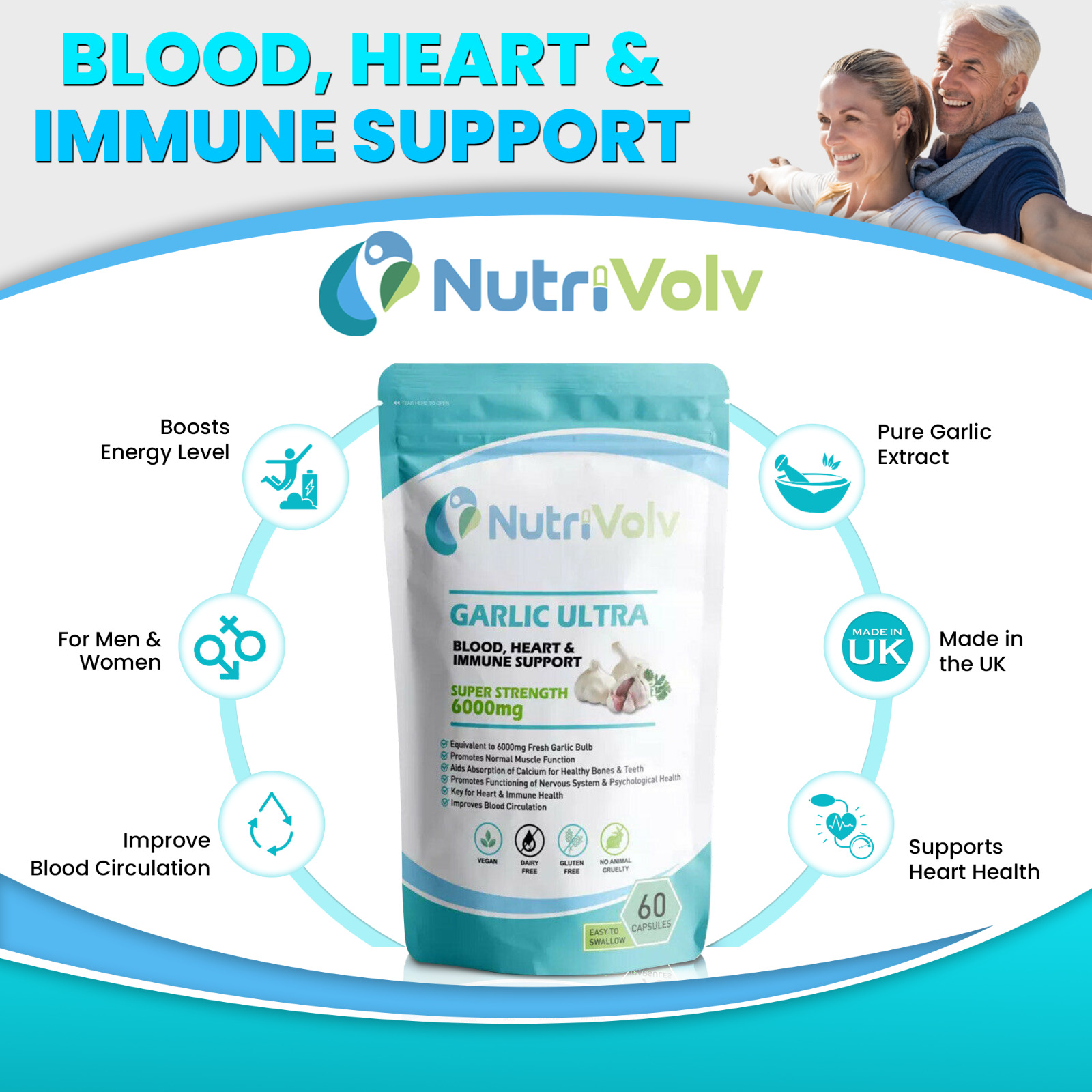 Garlic Ultra 6000mg - 60 Capsules for Immune Support