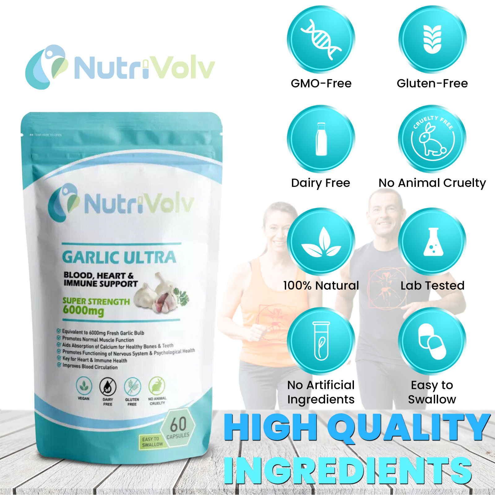 Garlic Ultra 6000mg - 60 Capsules for Immune Support