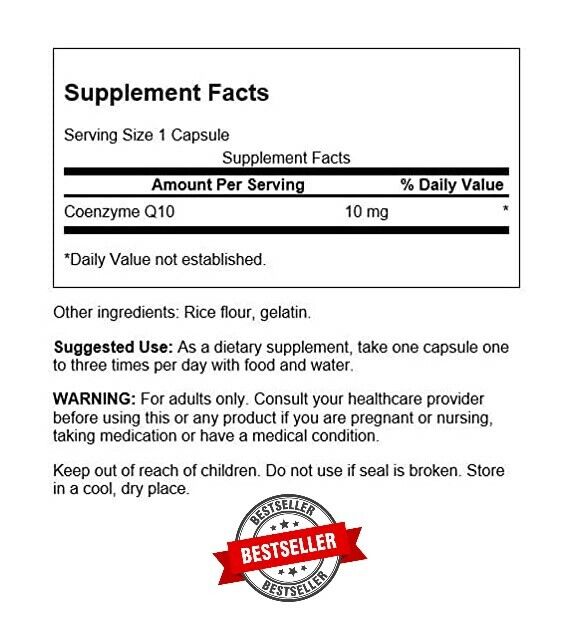 CoQ10 10mg Capsules for Heart Health - 2 Pack