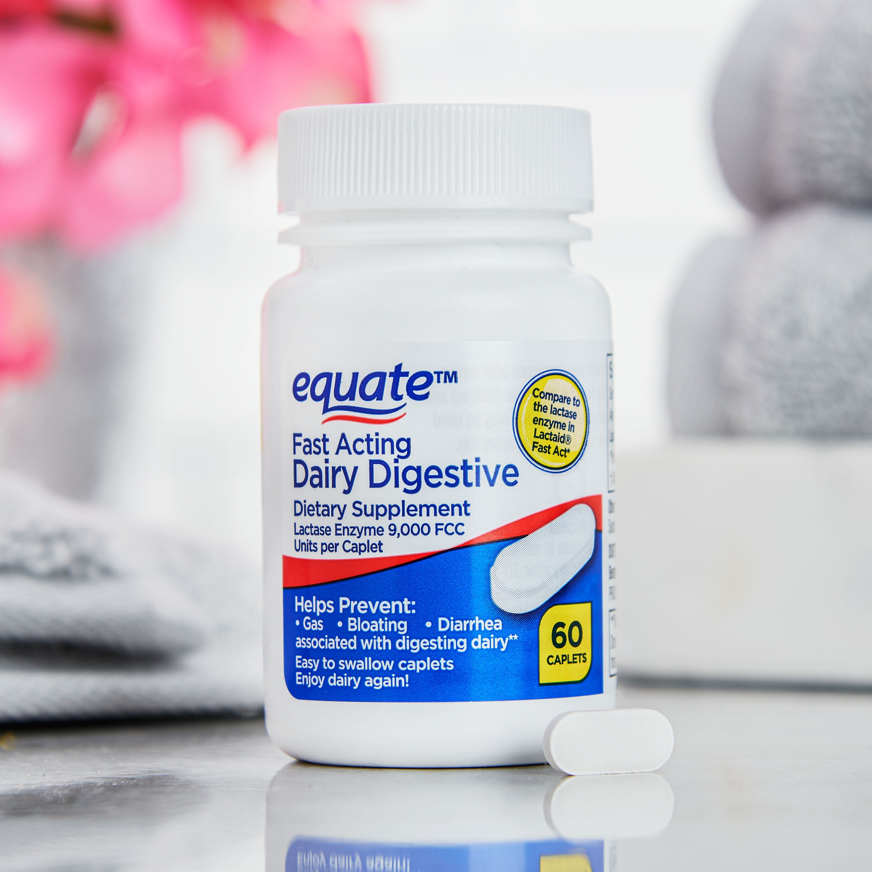 Equate Fast Acting Dairy Digestive Supplements, 60 Count