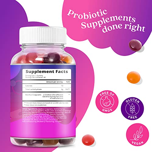 BeLive Probiotic Gummies - 5 Billion CFUs, Vegan