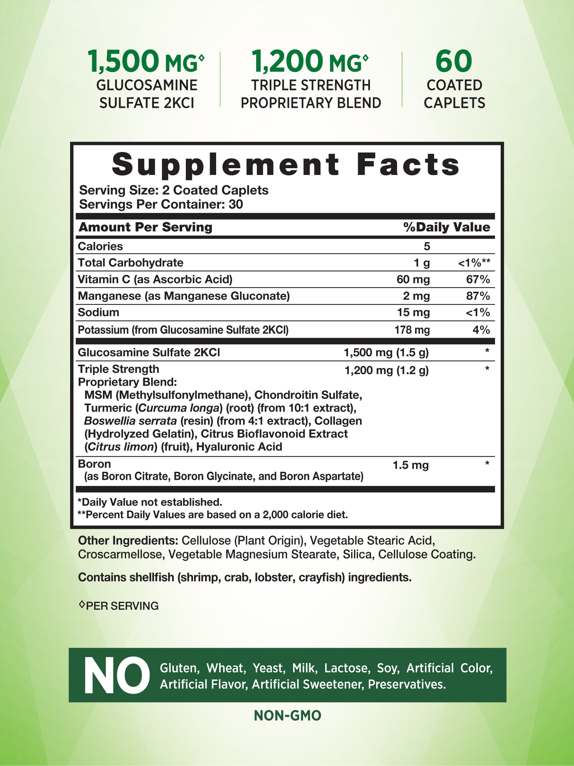 Triple Strength Glucosamine Chondroitin MSM Supplement 60 Caplets
