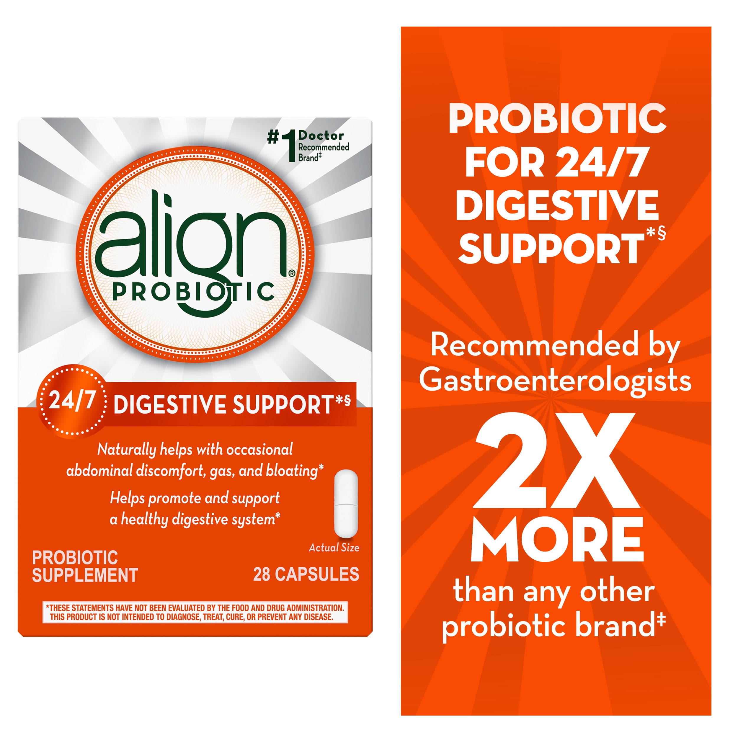 Align Probiotic Capsules for Digestive Health, 28 Ct