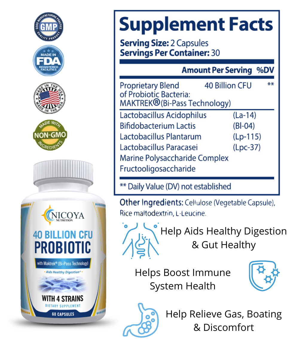 40 Billion CFU Probiotics for Digestive Health