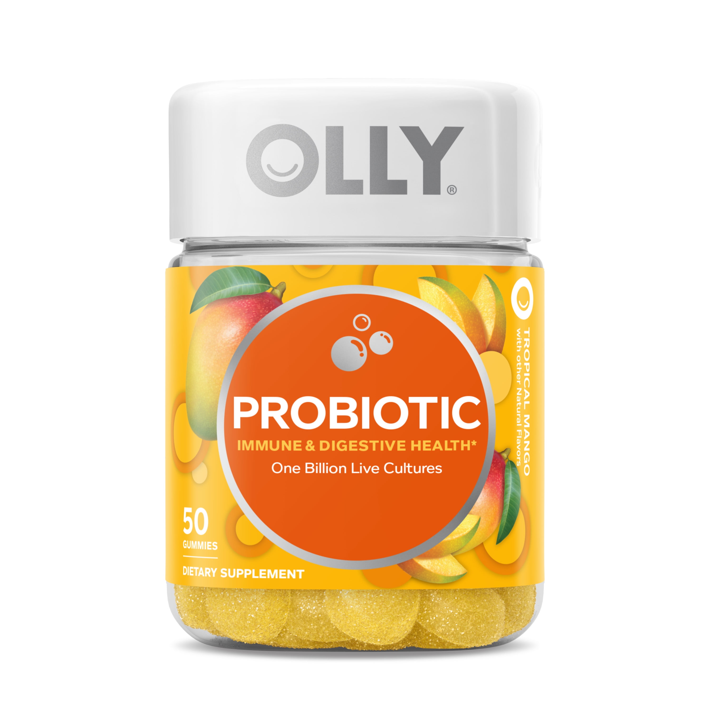 OLLY Probiotic Gummies for Digestive Support, Mango