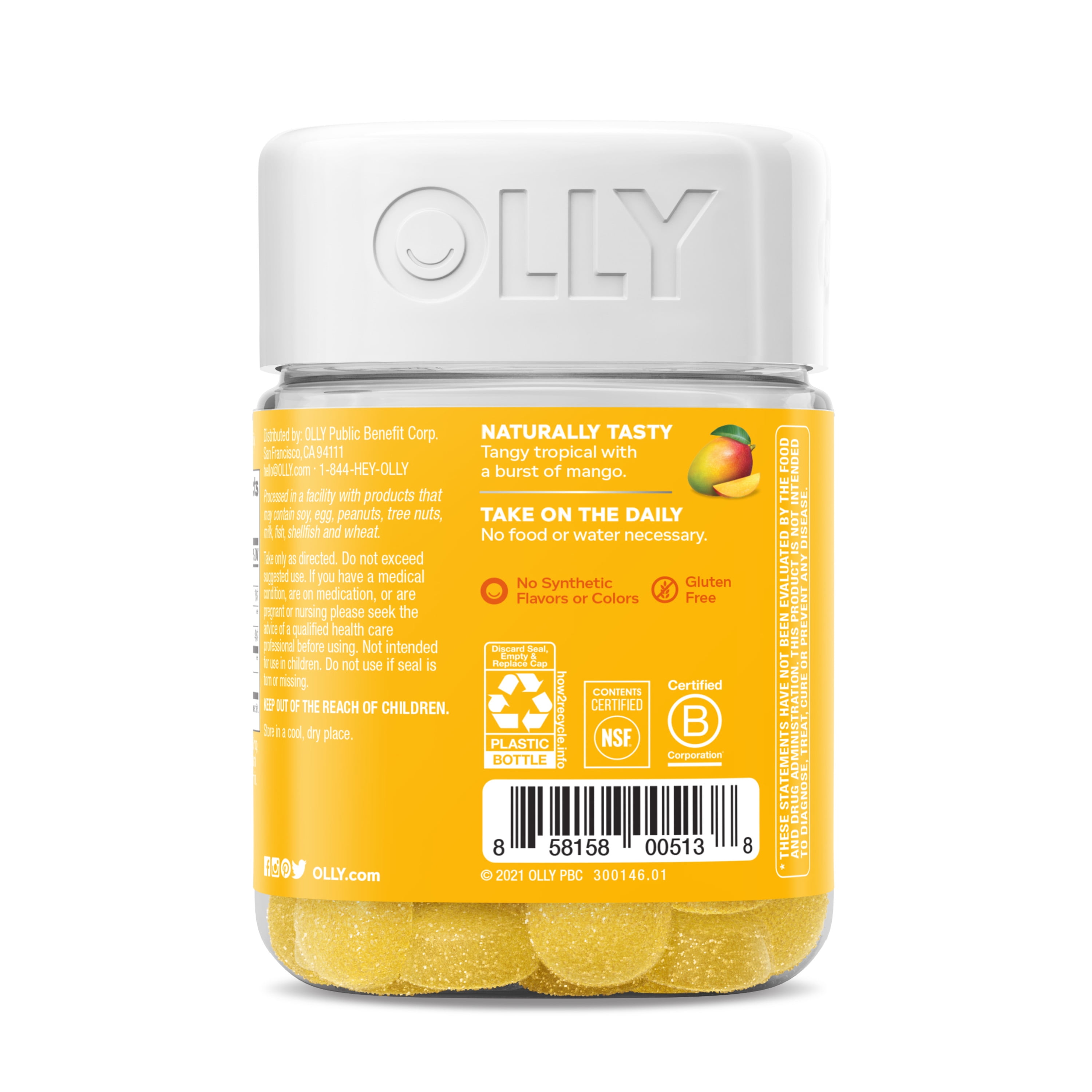 OLLY Probiotic Gummies for Digestive Support, Mango