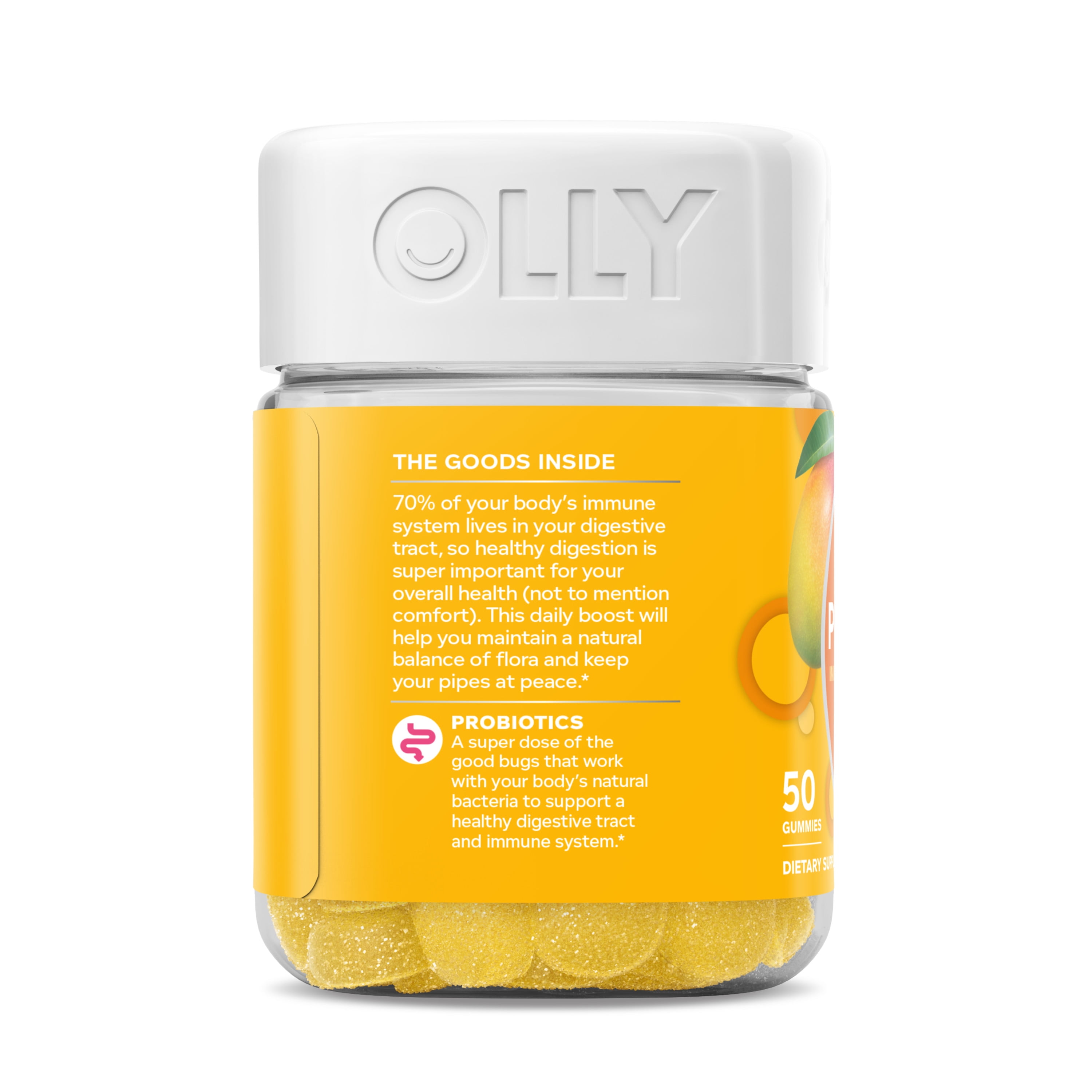OLLY Probiotic Gummies for Digestive Support, Mango