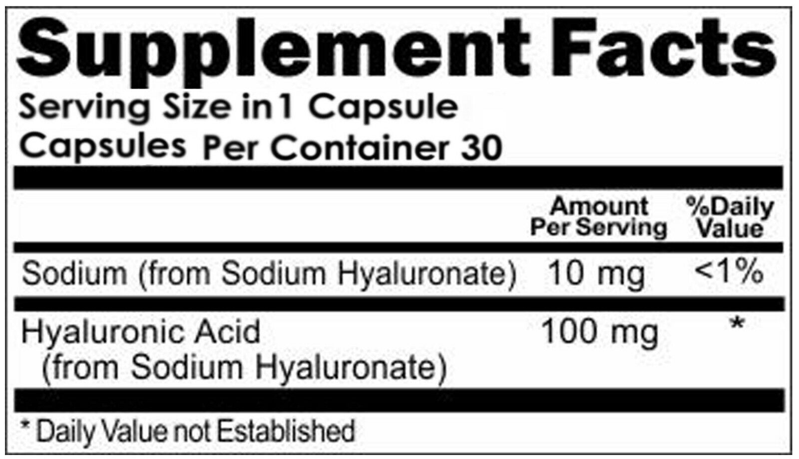 Hyaluronic Acid 100mg for Skin and Joints