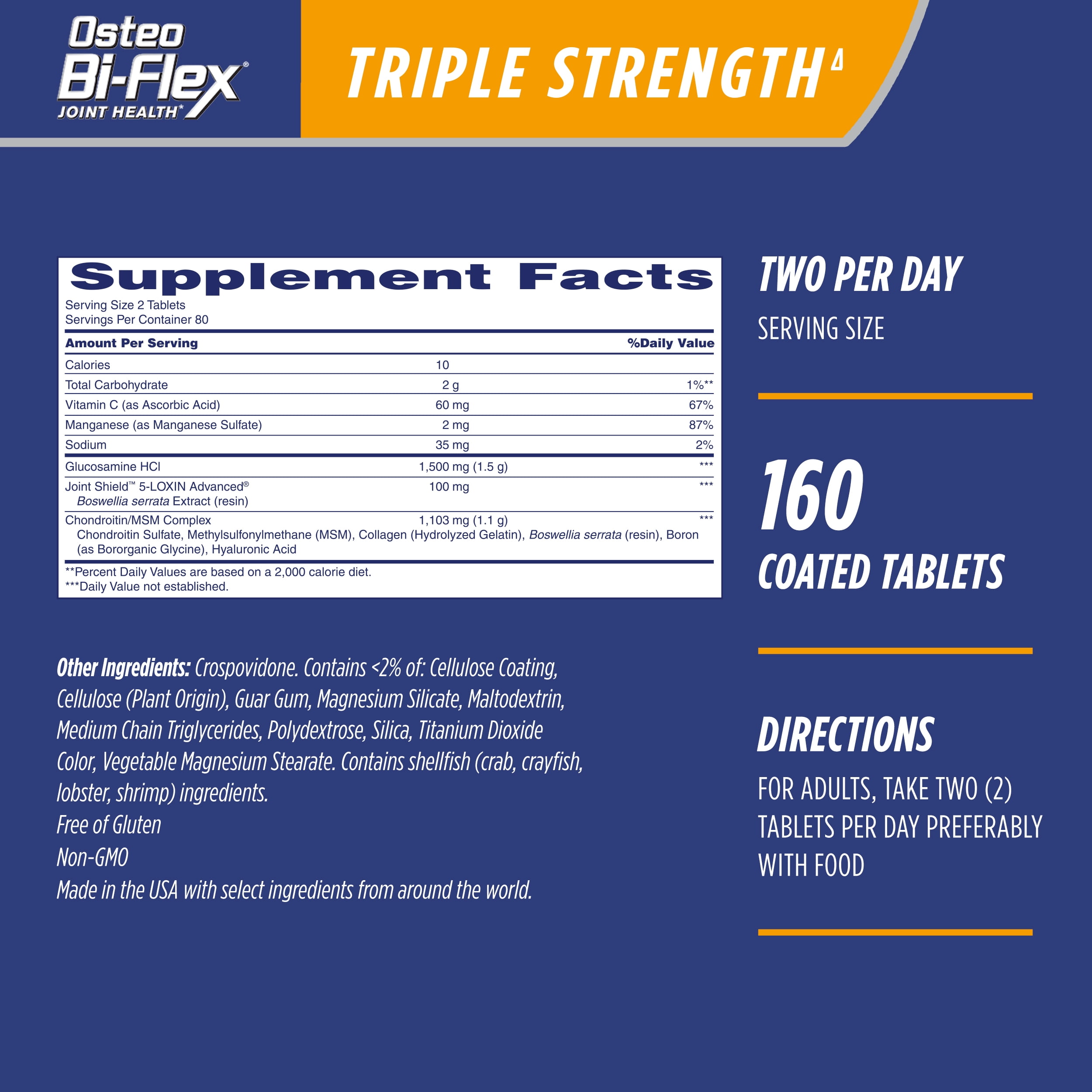 Osteo Bi-Flex Joint Health Supplements, 160 Tablets