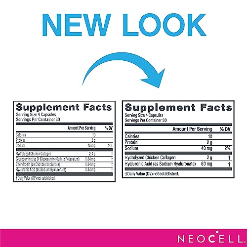 NeoCell Collagen Peptides & Hyaluronic Acid, 120 Capsules
