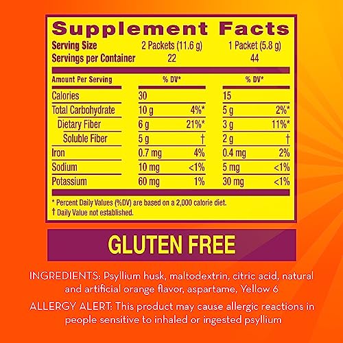 Sugar-Free Metamucil Fiber Powder, Orange Flavor