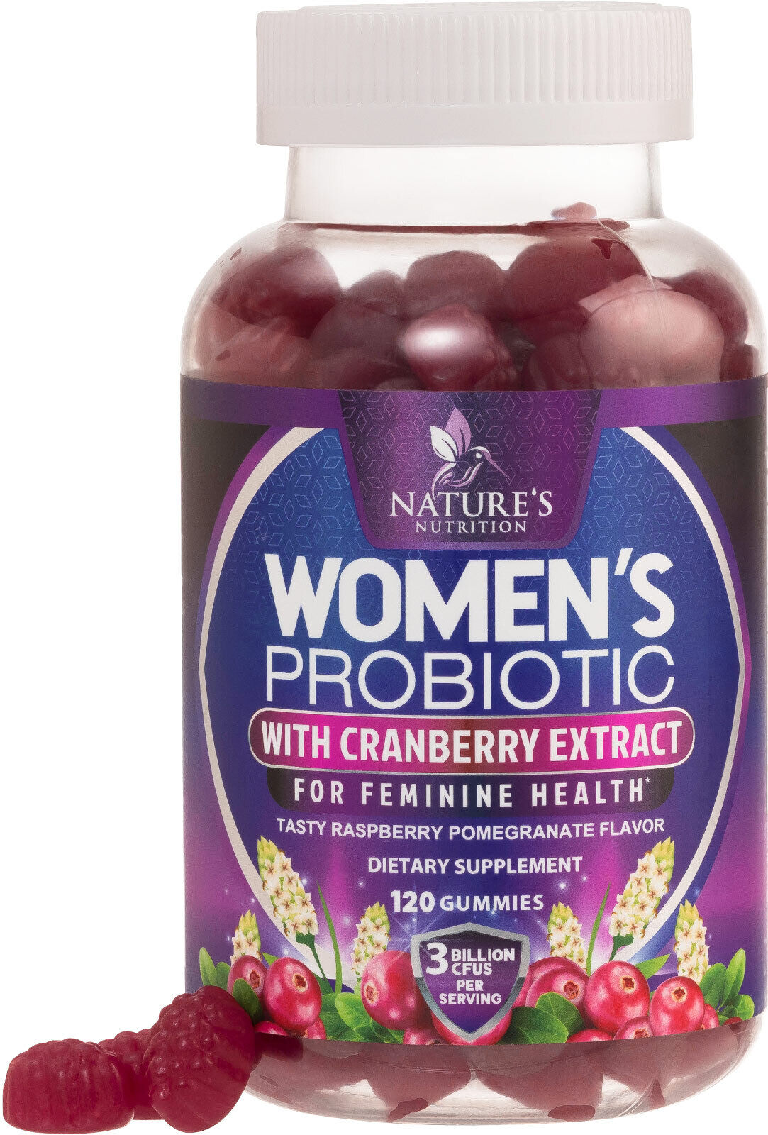 Women's Probiotic Gummies with Cranberry, 3 Billion CFU